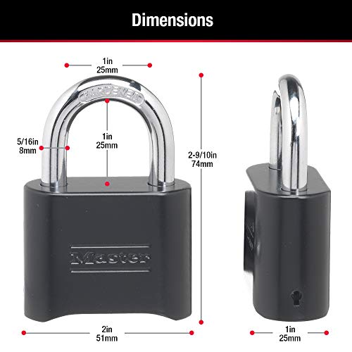 Master Lock Combination Padlock Set of 2 Outdoor Weatherproof Locks - Black, Resettable 178EC2