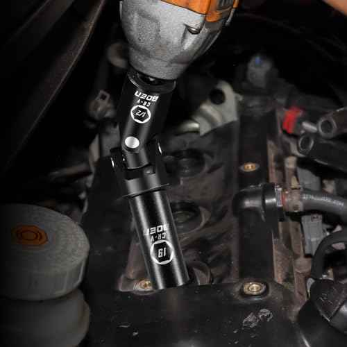 BOEN Universal Joint Socket Adapter Set | 3-Piece Ball Spring Design 1/2", 3/8", and 1/4" U-Joint Drive | Chrome Vanadium Steel Universal Joint Set