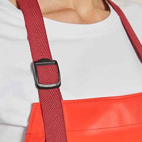 Waterproof Vinyl Long Apron - Lined Linen, Chemical Resistant Work Apron Safe Cloth