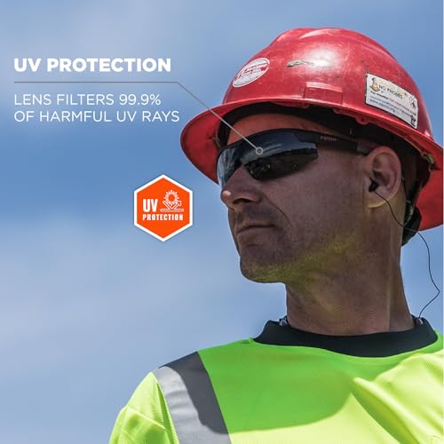 Ergodyne Skullerz SKOLL Safety Sunglasses-Matte Black Frame, Anti-Fog Smoke Lens