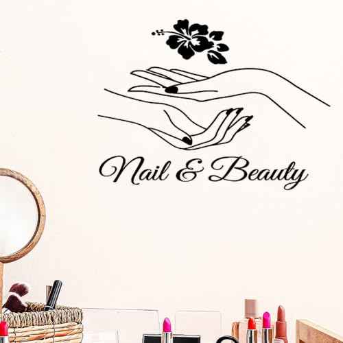 Lchen Nail Beauty Wall Decal, Nail Polish Wall Sticker Removable Art Shop Store Decoration