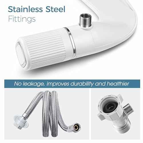 BIGCOW Ultra-Slim Bidet Attachment for Toilet - Dual Nozzle (Frontal & Rear Wash) with Adjustable Cold Water Pressure and Stainless Steel Inlet - Hygienic Solution for Fresh Cleanliness