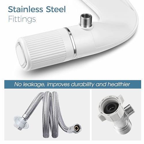 BIGCOW Silver Ultra-Slim Bidet Attachment for Toilet with Dual Nozzles & Adjustable Pressure - Hygienic Bathroom Upgrade