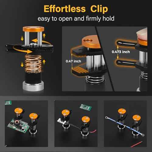 Magnetic Helping Hands Clamp Metal, Adjustable Third Hand Soldering Holder Stand For Small Electronics, Hobby DIY, Craft, PCB Repair, Precise Work, Exclusive Dual-Head Ultra-Grip (Yellowblack, long)