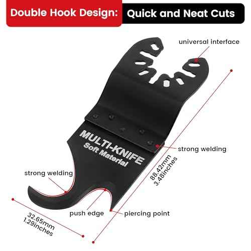 3 Pcs Oscillating Multitool Hook Knife Blade, Multi-Functional Saw Blades for Cutting Soft Materials Roofing Shingles, PVC Carpet and Cardboard