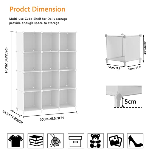 AWTATOS White Cube Storage Organizer Shelves, 12-Cube Closet Shelving