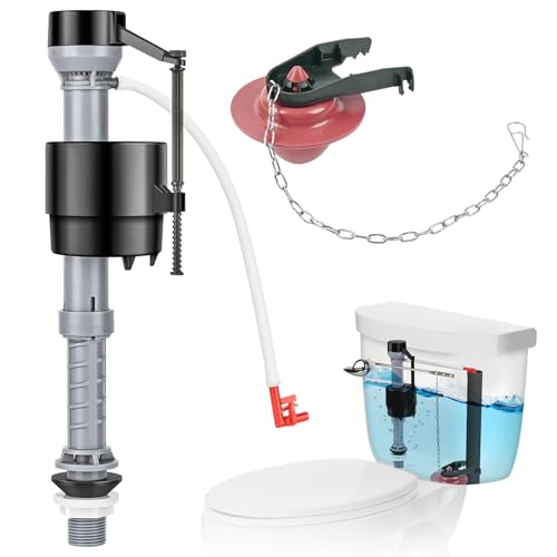 Teviora Red Toilet Repair Kit with Fill Valve & 2-Inch Flapper - Universal Compatibility