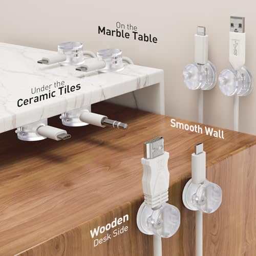 AGPTEK 8 Pack Magnetic Cable Clips Clear Rotatable Cord Holders for Cables