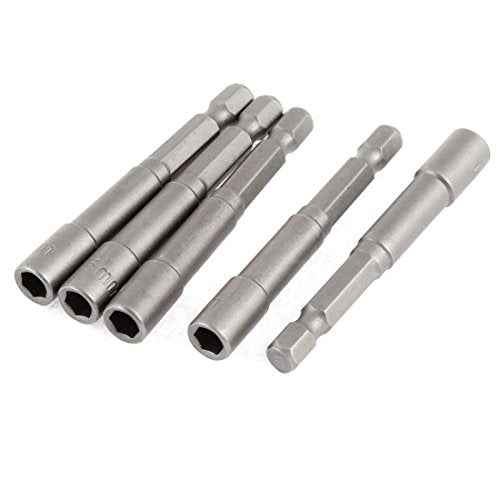 uxcell 1/4-inch Shank 5.5mm Hex Socket Nut Setter Driver Bit Adapter Gray 5pcs Non-magnetic