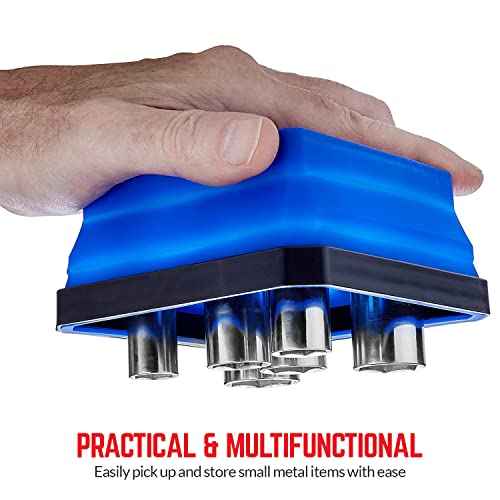 Collapsible Magnetic Parts Tray Set - (Pack of 3) Tool Trays for Screw, Bolts, Nuts, Washers, Pins and Other Small Metal Parts - 4.25 Inch Square - Red, Blue, and Green