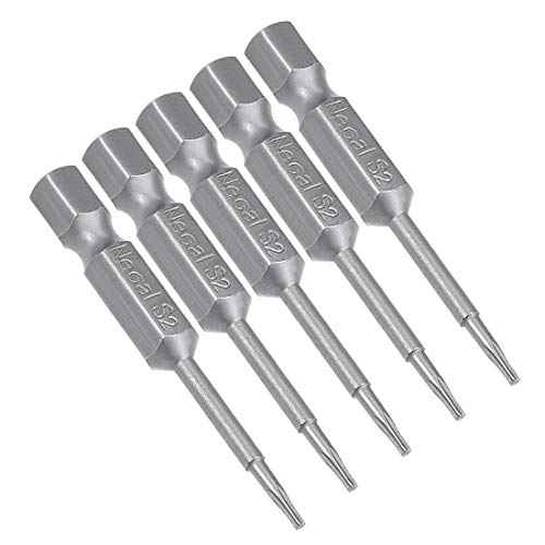 uxcell 5 Pcs T5 Magnetic Torx Screwdriver Bits, 1/4 Inch Hex Shank 2-inch Length S2 Screw Driver Kit Tools