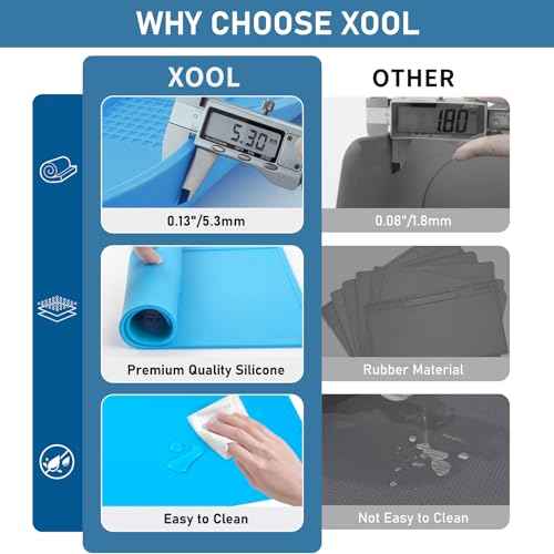 XOOL Heat Resistant Soldering Mat - Blue Magnetic Silicone Work Mat with Scale Ruler and Screw Position, Silicone Soldering Repair Mat for Soldering, Phone, Laptop, Tablet, Watch Repair(13.8''¡¿9.8'')