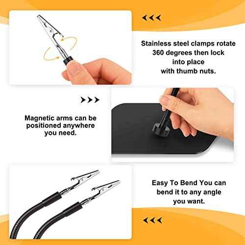 2 Pieces Magnetic Helping Hands Soldering, Soldering Helping Hand with Flexible Gooseneck Metal Arms with Adjustable Alligator Clips