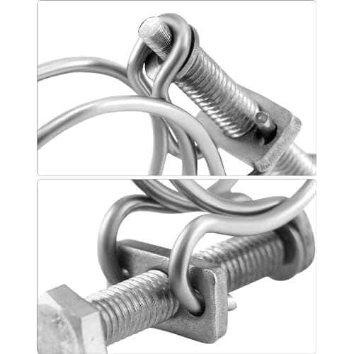 QWORK Heavy-Duty 1-1/2 Inch Double Wire Hose Clamp with Bolt ? 304 Stainless Steel 10 Pack, Leak-Proof and Corrosion-Resistant for Secure Hose Connection