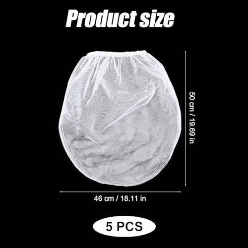 5pcs Paint Strainer Bags 5 Gallon, Paint & Liquid Filter Bags White Fine Mesh Bucket Strainer with Elastic Top Opening Paint Filtering Bag for Paint Gardening Hydroponics