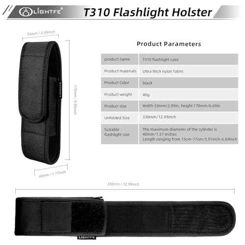Flashlight Holster Tactical Flashlight Holster Flashlight Holder Molle, Adjustable Telescopic Flashlight Holster