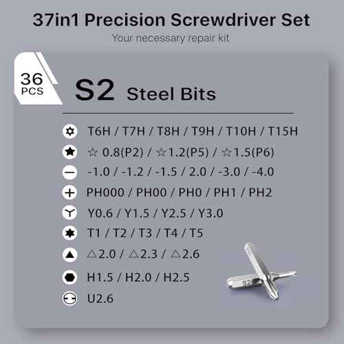 Gifts for Men, AXTH 37in1 Small Precision Screwdriver Set, Christmas Stocking Stuffers for Men Adults Him, Professional Magnetic Mini Repair Tool Kit for Computer, Watch, Laptop, Tiny Electronic
