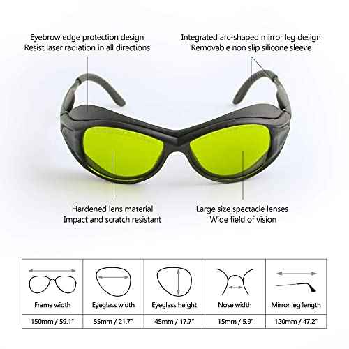 JILERWEAR Professional 190-450&740-1100nm OD6+ Laser Safety Glassess,808nm Infrared Laser Engraving Protective Goggles