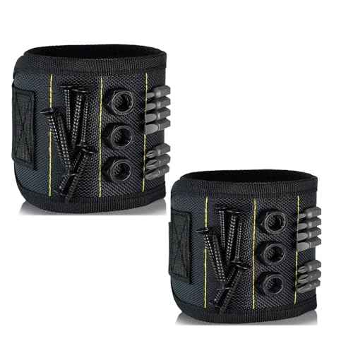Magnetic Wristband for Tools, Father, Colleague, Built-in 15 Magnets, Adjustable Size, Suitable for Fixing with Screws, Nails and Wrenches (2)