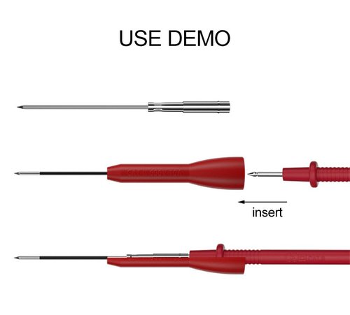 4 Pack 2mm Extended Needle Test Probes, 600V/10A Non-Destructive Insulation Wire Piercing Needles Stainless Steel Extra Thin Electrical Needle multimeter Probes for Fluke Meter Test Leads tl71 tl75