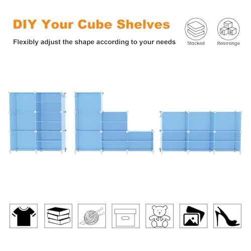 AWTATOS Closet Organizer 6 Cube Storage Shelves Portable Closet Clothes Organizers and Storage Stackable Cubby Shelving for Closet Bedroom Living Room Blue