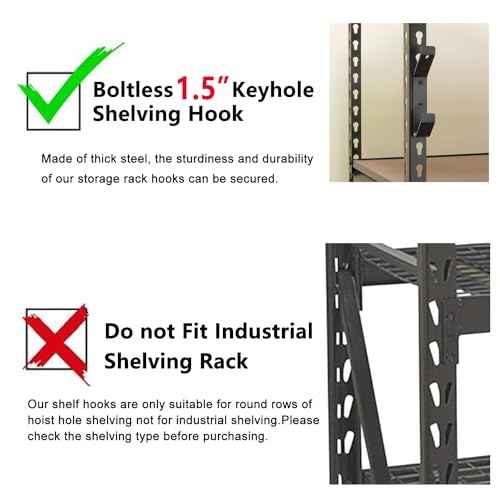 Wallmaster Boltless Shelving Hook Organizer Kit,7 Pcs Adjustable Storage Hanging Accessories for 1.5 inch Keyhole Rack,Garage Heavy Duty Tool Storage System