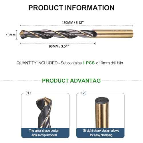 METALLIXITY Drill Bit (10mm) 1Pcs, 4341 High-Speed Steel Straight Shank 118¡Æ Black and Gold Finish for Copper Aluminum Wood Plastic Medium Hard Metal