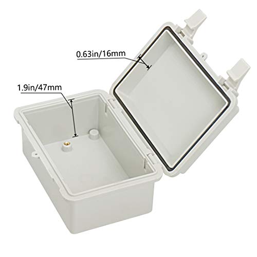 Zulkit 5.9 x 3.9 x 2.8 Inch Waterproof ABS Electrical Box with Hinged Cover, 2 Cable Glands