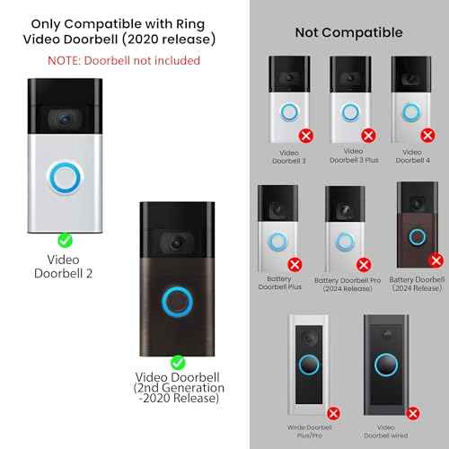 No-Drill Adhesive Doorbell Mount Compatible with Ring Video Doorbell (2nd Generation - 2020 Release), Door Mounting Holder Bracket Accessories for Apartments Office Houses (1 Pack)