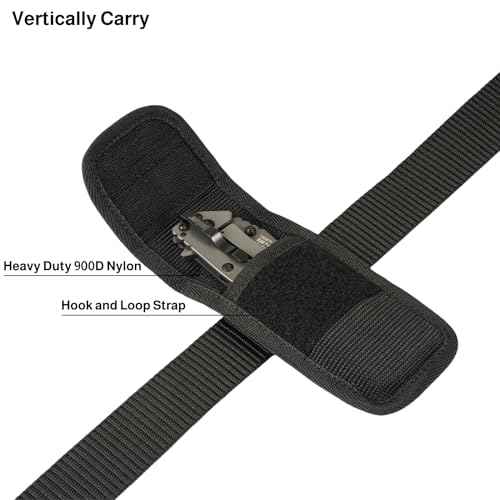 Knife Sheath for Belt, Tactical Pocket Knife Holder, Outdoor Vertical or Horizontal Belt Knife Pouch, Multitool Sheath Nylon Case, Army Knife Pocket Clip