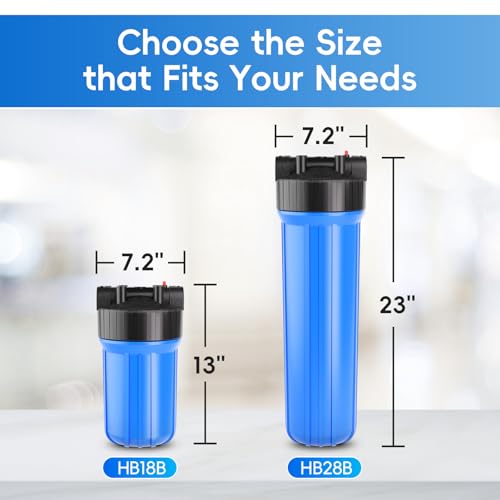 iSpring HB28B 20-Inch Whole House Water Filter Housing with Pressure Release, Universal 4.5" Diameter