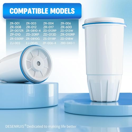 DESENRUIS Water Filter Replacement Pack of 4 for Zero Pitcher & Dispenser ZR-001, ZR-004, ZP-006, ZR-017