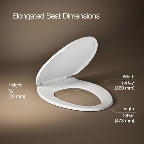 Kohler Brevia Quiet-Close Elongated Toilet Seat White - Slow Close, Quick-Attach