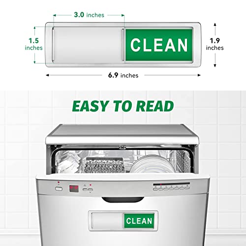 Cimkiz Dishwasher Magnet Clean/Dirty Sign - Silver, 7 x 2 in
