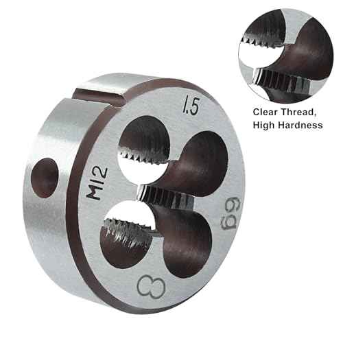 Hordion M12 x 1.5mm Tap and Die Set, High-speed Steel Thread Tap Die Set,Right Hand Machine Tap with Round Threading Die