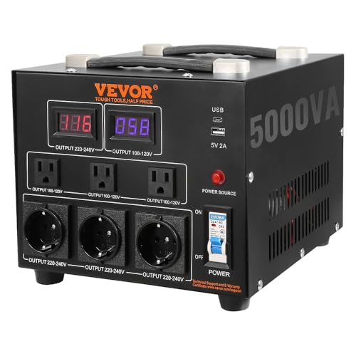 VEVOR 5000W Voltage Converter Transformer Step Up/Down 220V-110V
