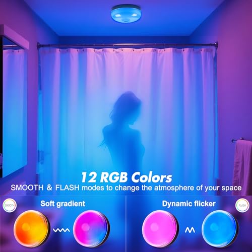 Bgmonster 2-Pack Waterproof Rechargeable Shower Lights with Remote & RGB Colors