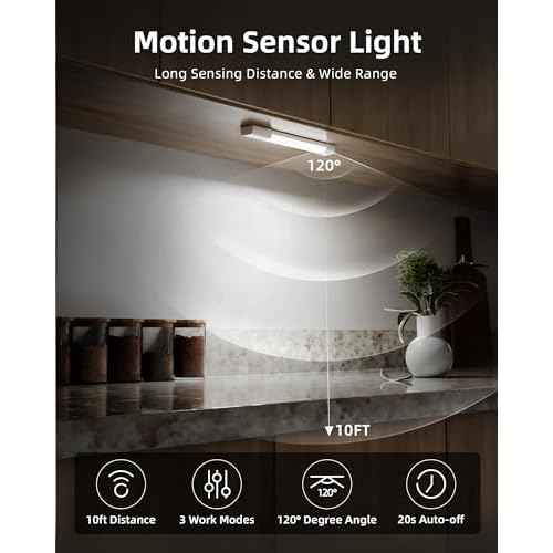 EZVALO 3 Pack 7¡± Motion Sensor Light Indoor, Wireless Under Cabinet Lighting, 30 LED Rechargeable Closet Lights, Dimmable, 3 Color Temperatures, Counter Lights for Wardrobe, Pantry, Bedroom, Kitchen