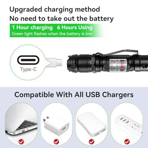 [Professional] Rechargeable Green Laser Pointer High Power Green Beam Laser Light Long Distance Range For TV/LED/LCD Screens Tactical Flashlights Presentation Office/Outdoors/Astronomic [004](1)