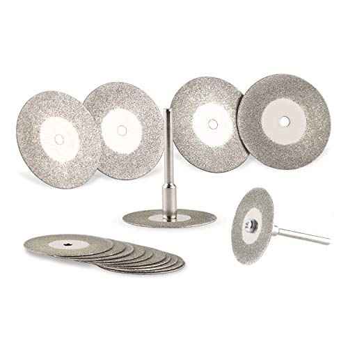 Diamond Cutting Wheel (1 3/16") 10pcs with 402 Mandrel (3mm) 2pcs and Screwdriver for Dremel Rotary Tools