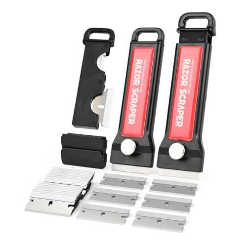 EHDIS 2PCS Razor Blade Scraper Tool with Blade Storage Box with 20pcs Extra Metal Blades for Glass,Stove,Oven Door, Cooktop Paint Cleaning