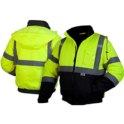 Pyramex Safety RJ3210X4 RJ32 Series Jackets Hi-Vis Lime Bomber Jacket with Quilted Lining- Size 4X Large