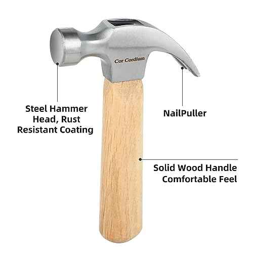 Claw Hammer With Wood Handle and Steel Head, 8 OZ Small for House & DIY