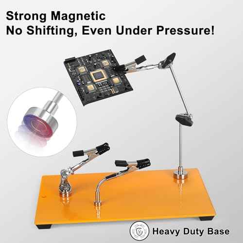 NOEVSBIG Helping Hands Soldering Station, 6 Flexible Arms & Heavy-Duty Base Magnetic Helping Hands Soldering, Third Hand Soldering Tool PCB Holder Helping Hands for Soldering Crafts Jewelry Hobby