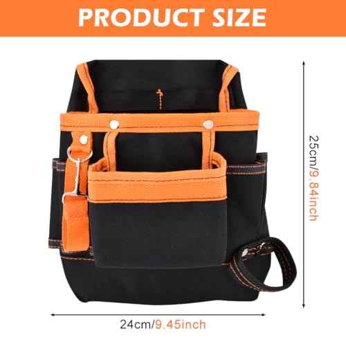 8 Pockets Tool Pouch, Utility Organizer Pouch Waist Bag for Tools, Adjustable Belt Work Apron for for Technician Maintenance Electrician Carpenter Woodworker Roofing Hardware Tools(SIZE:9.45x9.84inch)