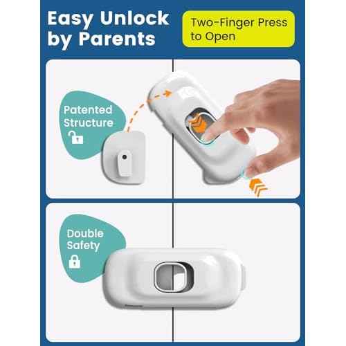 Cabinet Fridge Locks Baby Proofing, 6 Pack Child Proof Cabinet Refrigerator Locks, Baby Child Safety Frigerator Locks for Cabinets, with Strong Adhesive Pad for Draw Kitchen Oven (White, 6 Pack)