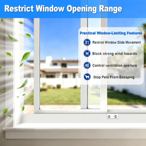 HYIEOU Silver Sliding Window Locks with Key - 2 Sets for Horizontal & Vertical Windows