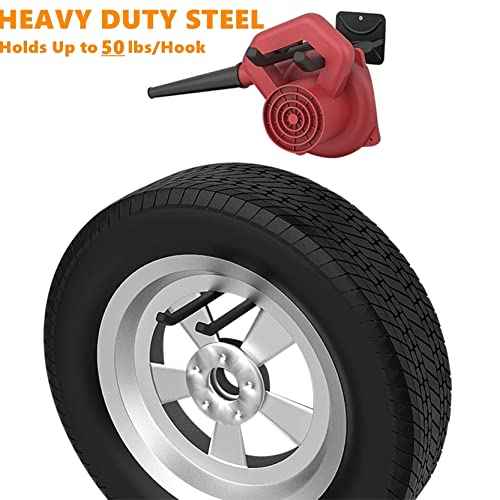 TORACK Garage Hooks Heavy Duty Tool Organizer, Wall Mount Hanger Rack Garage Storage Utility Hooks for Car Tires, Ladders, Chairs, Strollers, Power Tools, Garden Tools (2 Pack, 12.4" Hook)