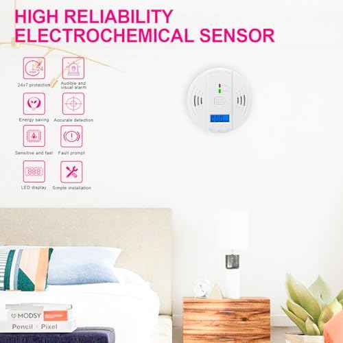 Carbon Monoxide Detectors, Battery Powered CO Alarm with LED Digital Display for Home,Depot £¨AA Battery not Included£©