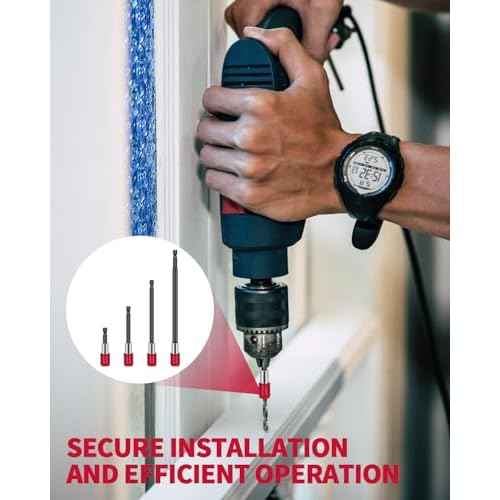 4 PCS Drill Bit Extension, 1/4" Hex Magnetic Drill Extension Bit Holder, Drill Extension for Impact Driver, 2", 4", 6", 12" Length, Durable Cr-V Steel, Perfect for Screws, Nuts and Drill Sockets